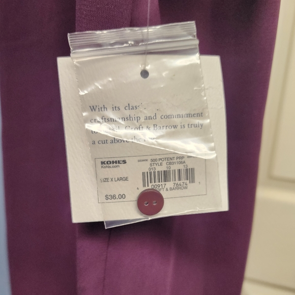 NWT Croft & Barrow XL Dark Purple Button down Dress Shirt - Picture 12 of 15